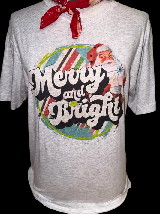 Santa Merry and Bright on White Crew