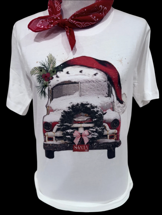 Christmas Snow Truck on White Crew
