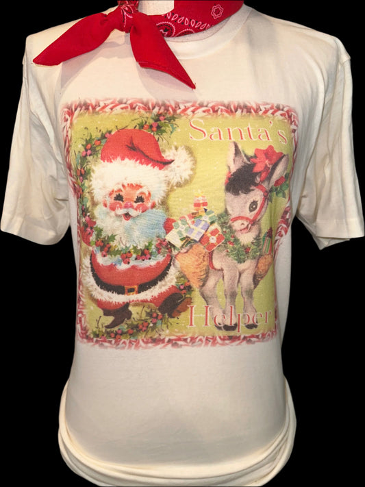 Santa's Helper on Natural Crew OR White Long Sleeve