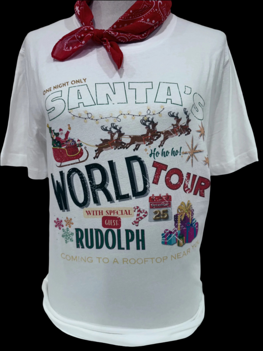 Santa's World Tour on White Crew