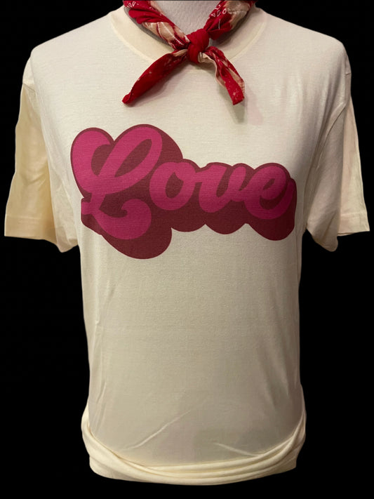Script Love on Natural Crew OR White Sweatshirt