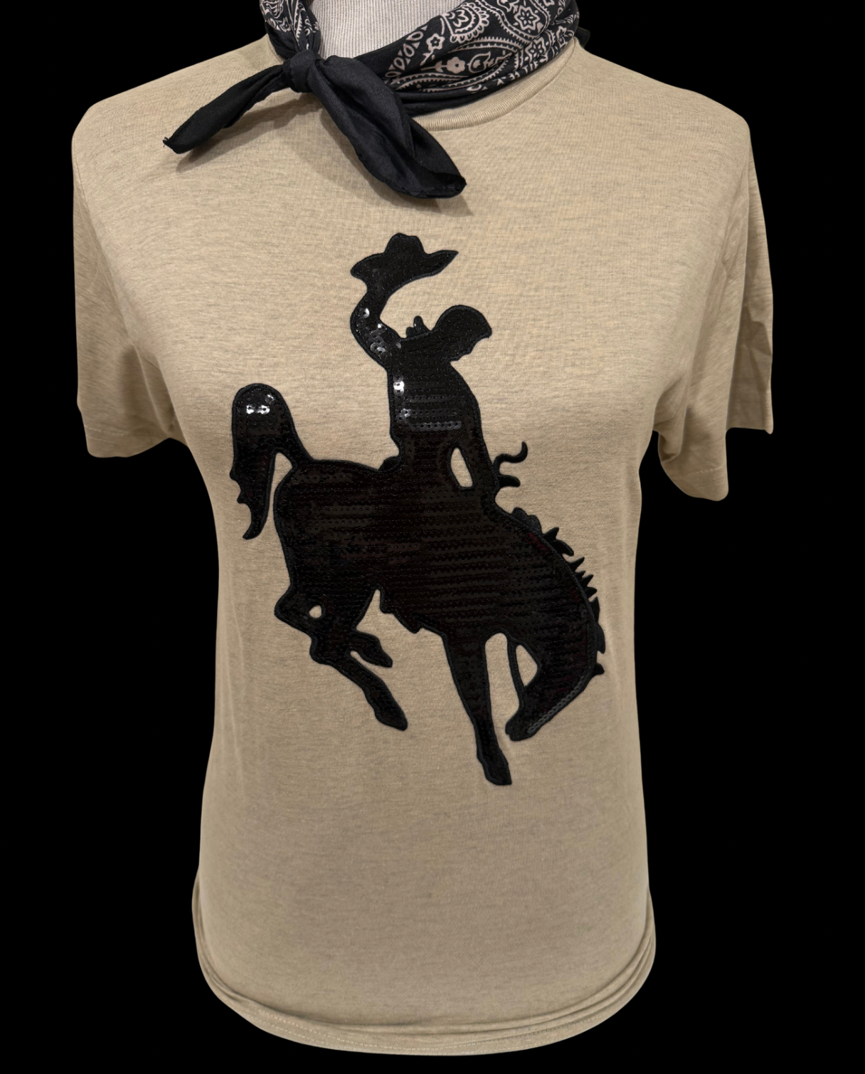 Black Sequin Cowboy on Crew or Star Denim Flannel