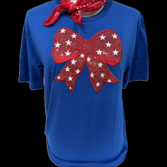 Sequin(C) Star Bow on Royal Crew