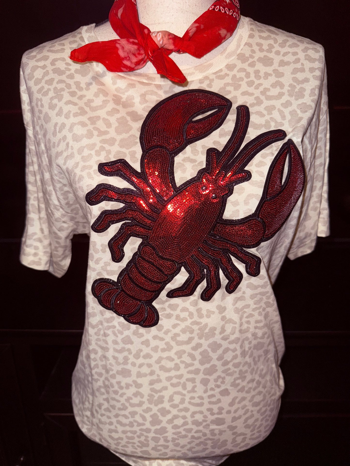 Sequin Crawfish on Leopard Crew