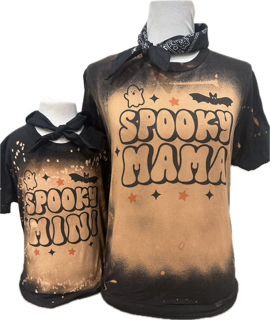 Spooky (Mama or Mini) on Sports Bleached Black (Adult or Youth) Crew
