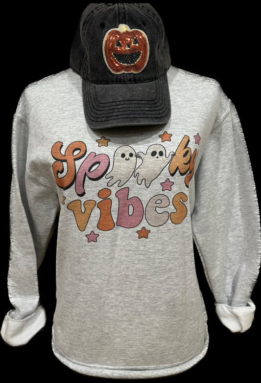 Spooky Vibes on Heather Grey Sweatshirt