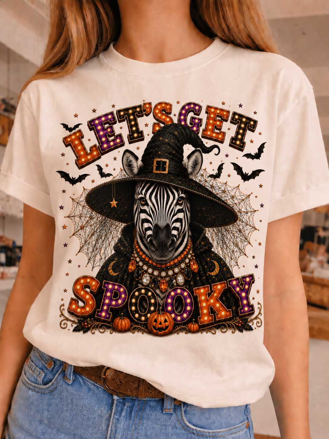 Spooky Zebra on Crew & Long Sleeve Tees