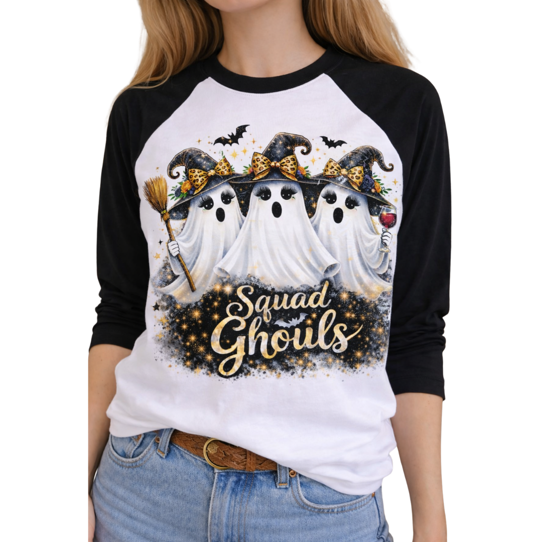 Squad Ghouls on Black/White Raglan