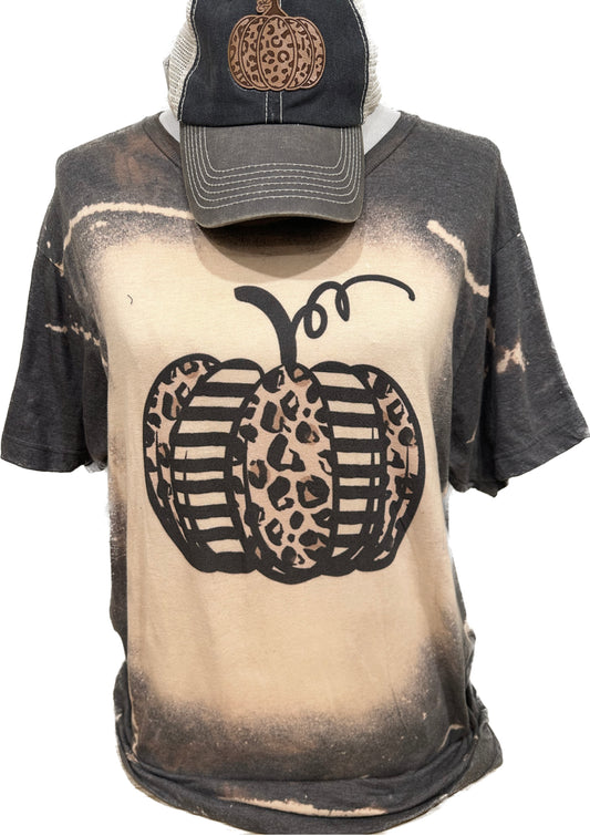 Leopard and Strip Pumpkin on Sports Bleached Charcoal Crew