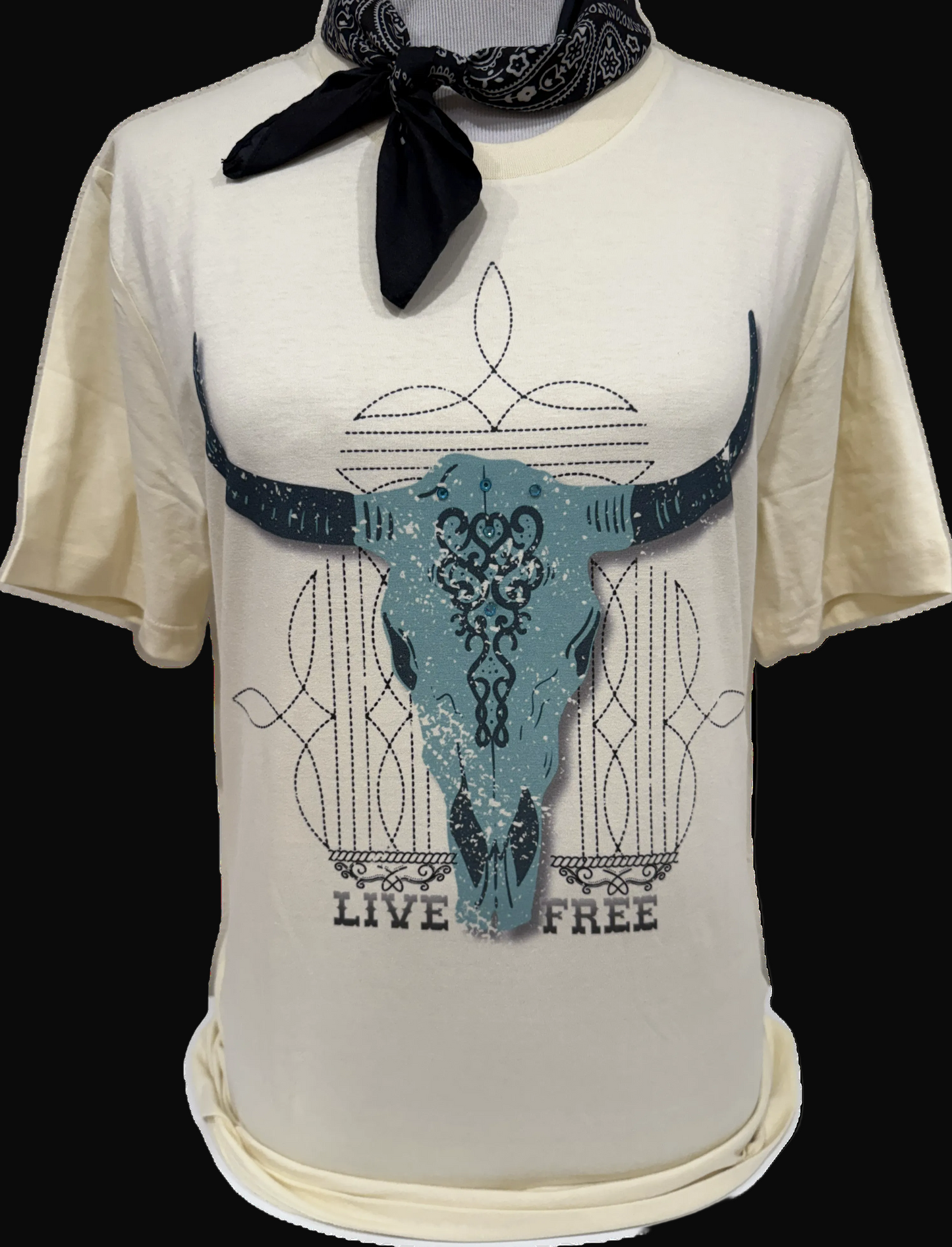 Live Free Skull on SB Hth Grey or Natural Crew