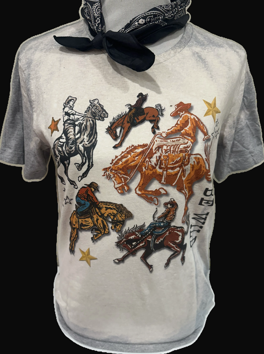 Be Wild on Sports Bleached Heather Grey Crew