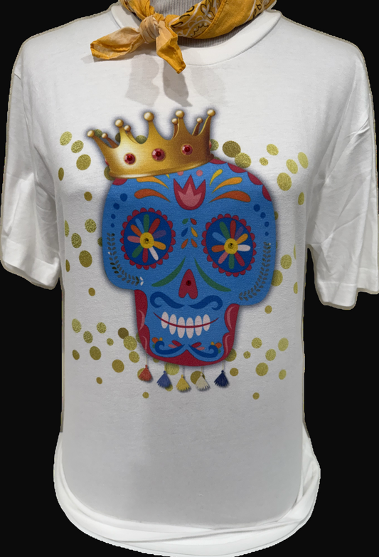 Sugar Skull Crown on White Crew
