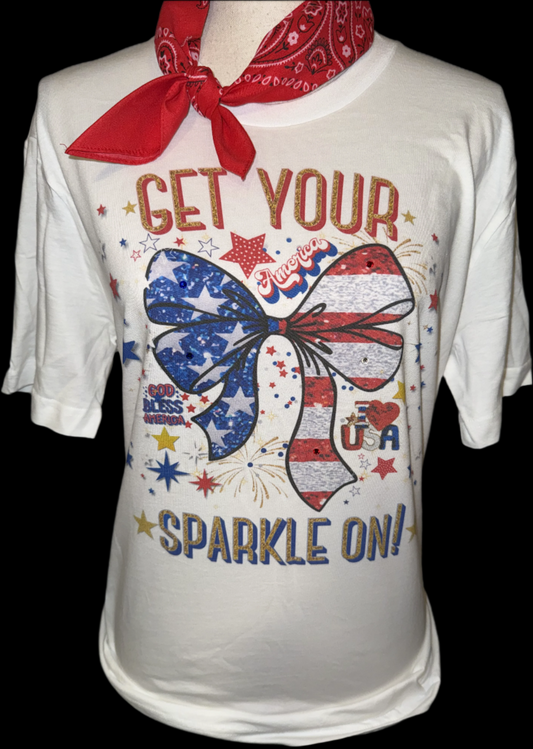 Get Your Sparkle On w/Bow on White Crew