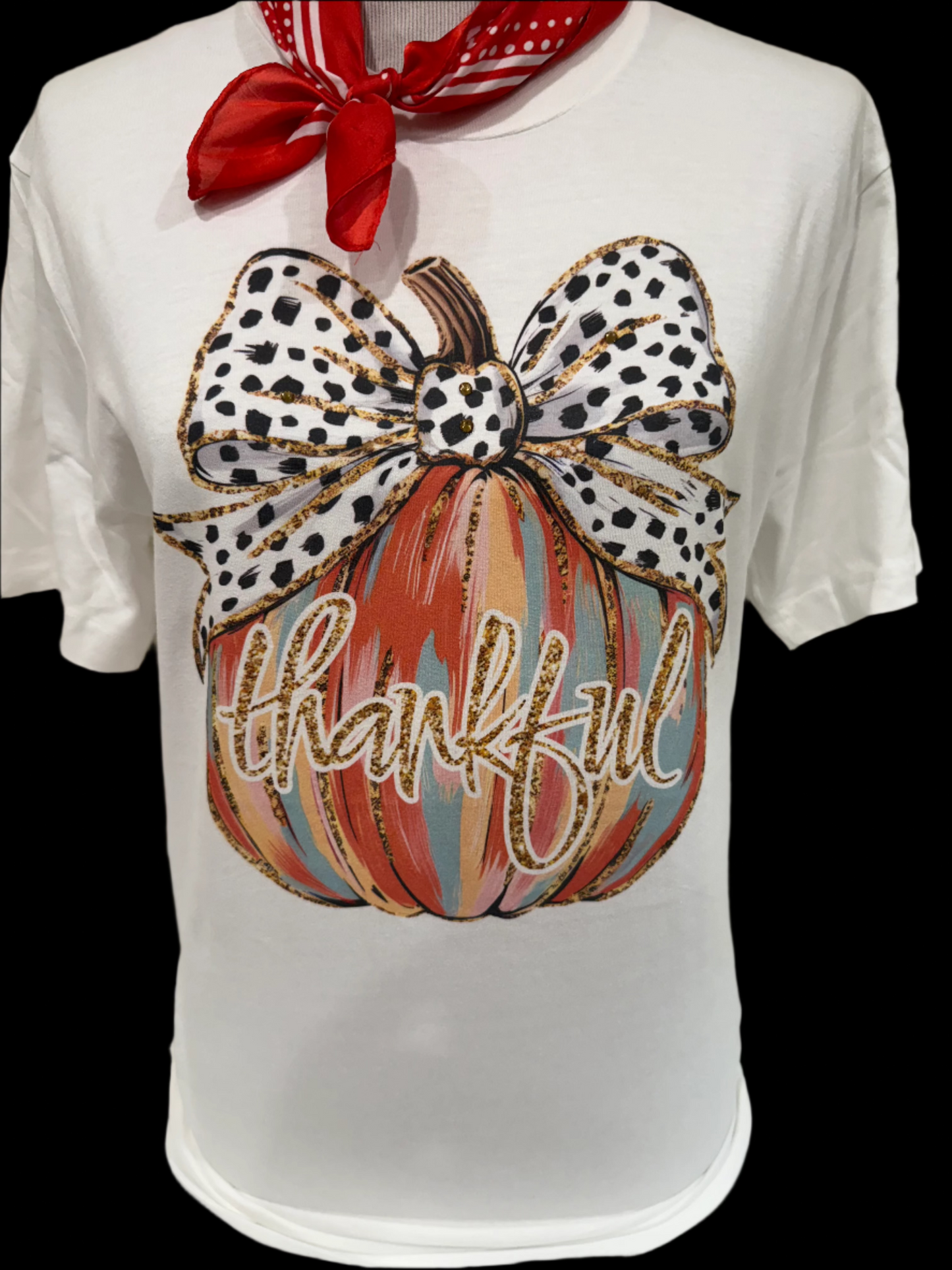 Thankful Pumpkin with Bow on (Natural or White) Crew and Sweatshirt