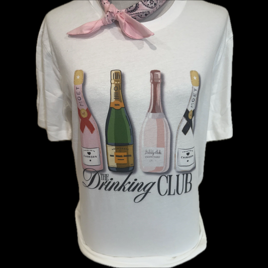 The Drinking Club on (White Crew or White Cropped Crew)