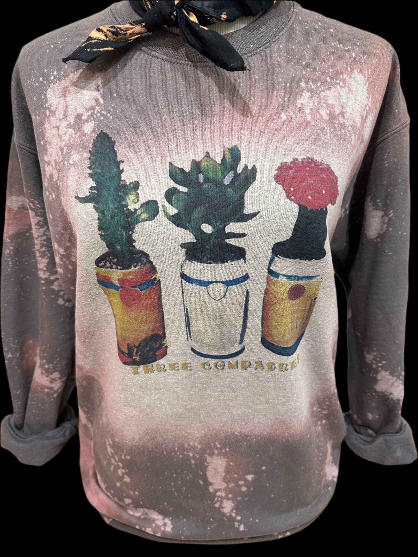 Three Compadres on (Natural Crew OR Sports Bleached Charcoal Sweatshirt)