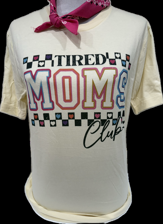 Checkered Tired Moms Club on Natural Crew