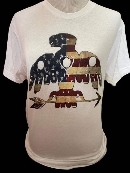 USA Flag Phoenix on White Crew