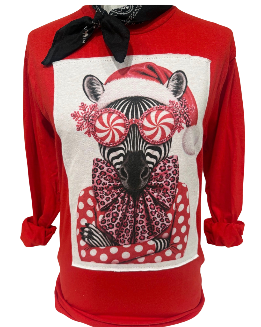 Peppermint Zebra on White Crew