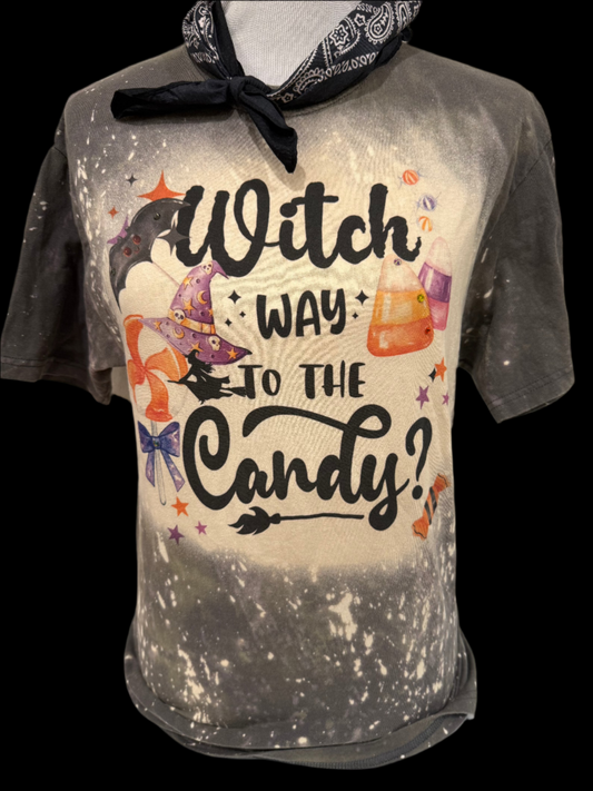 Witch Way to the Candy? on Sports Bleached Charcoal Crew