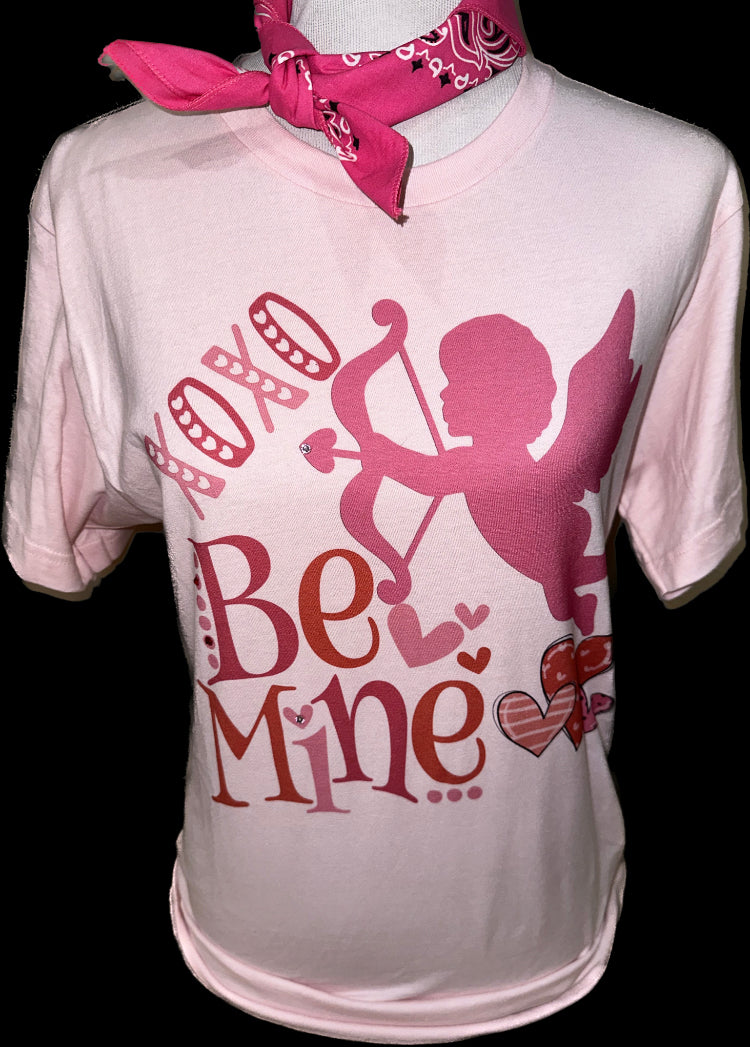 "XOXO Be Mine" on Light Pink Crew