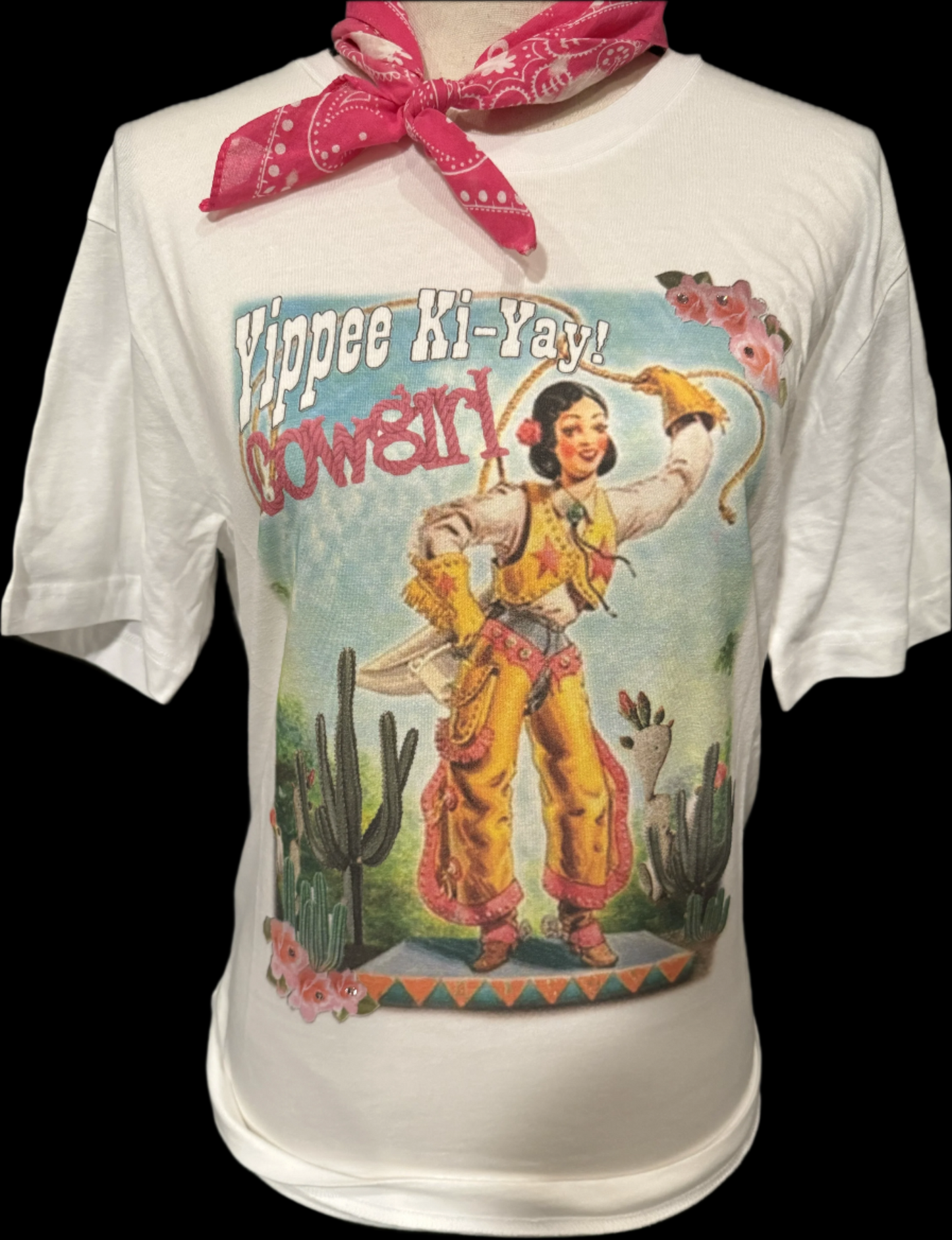 Yippee Ki-Yay Cowgirl on White Crew OR Sweatshirt