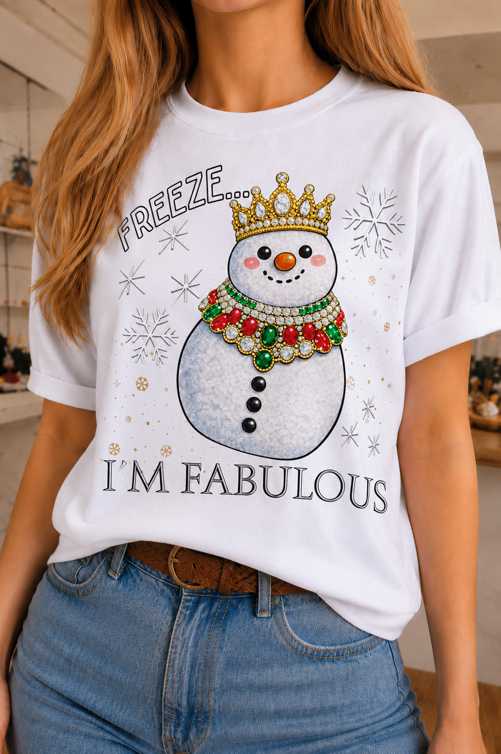 Freeze I'm Fabulous on White Crew