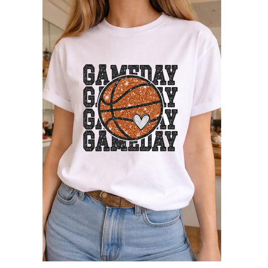 GameDay3 Basketball Tee on White Crew