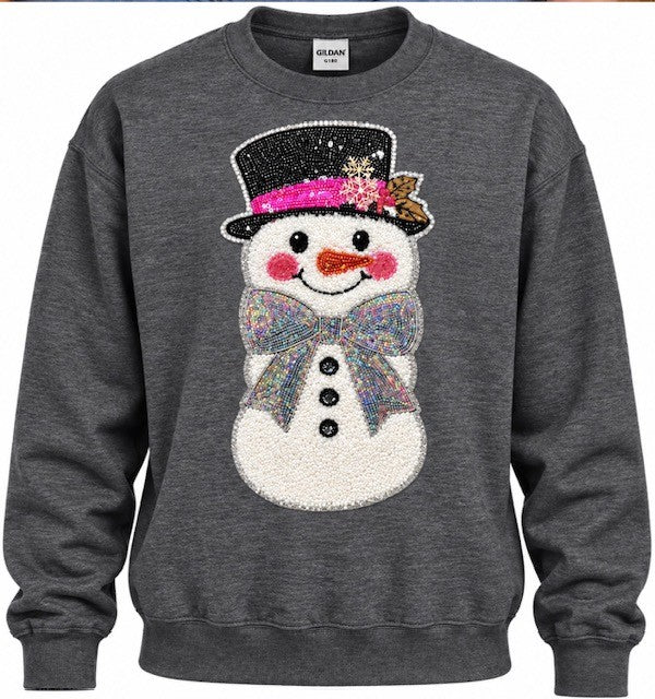Snowman Patch Black, Graphite Heather, & Heliconia Sweatshirts