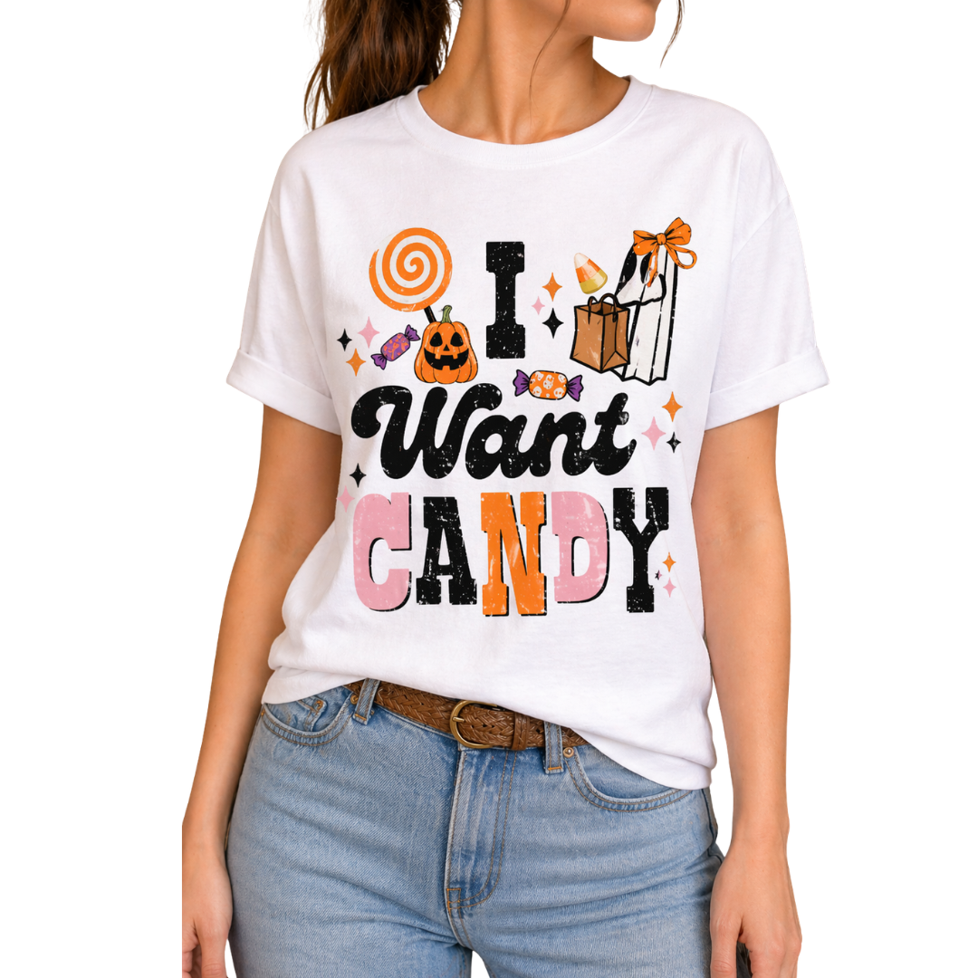 I Want Candy White Crew & Grey Fleece