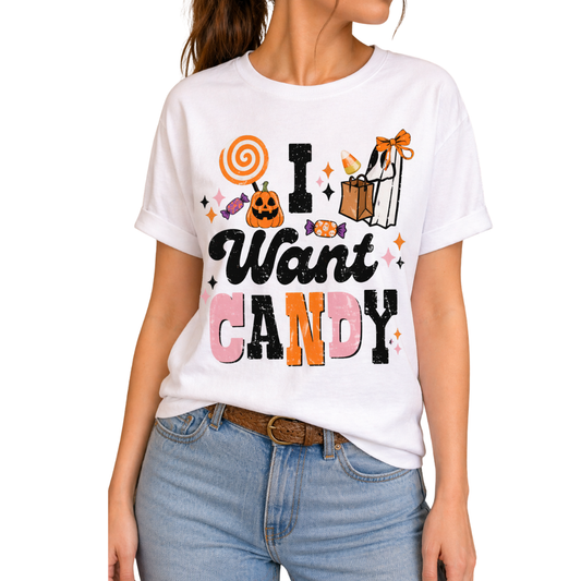 I Want Candy White Crew & Grey Fleece