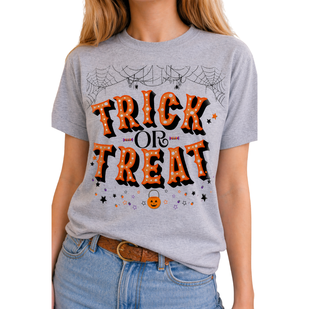 Trick or Treat Grey Crew or White Long Sleeve