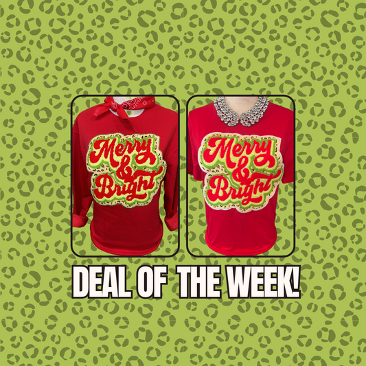 DEALS OF THE WEEK - Chenille Merry & Bright Patch Tee and Fleece