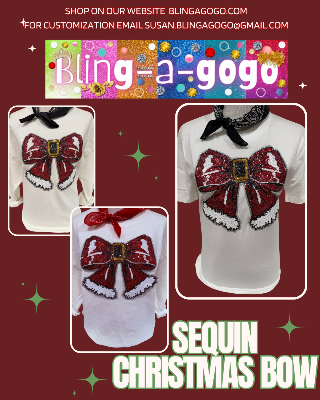 Deal of the Week - Sequin Christmas Bow Tees